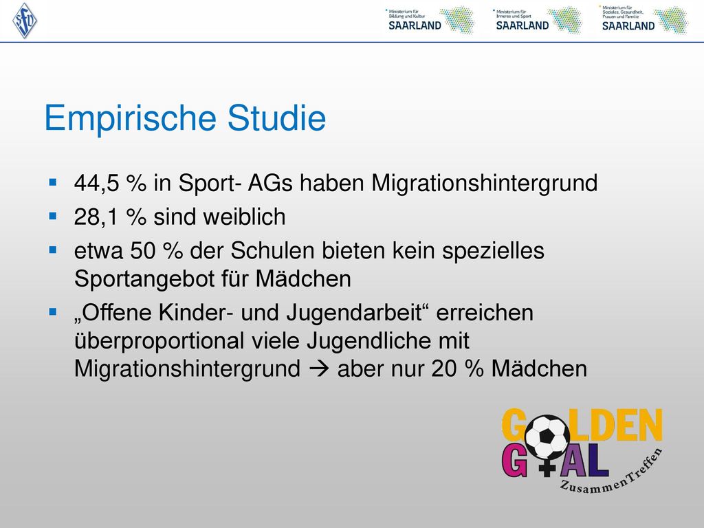 Empirische Studie 44,5 % in Sport- AGs haben Migrationshintergrund