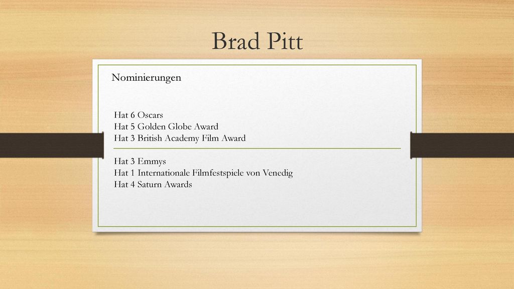 Brad Pitt Nominierungen Hat 6 Oscars Hat 5 Golden Globe Award