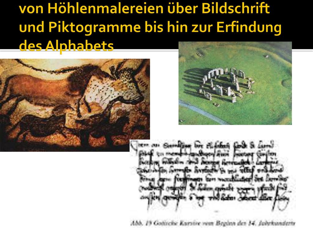 von Höhlenmalereien über Bildschrift und Piktogramme bis hin zur Erfindung des Alphabets