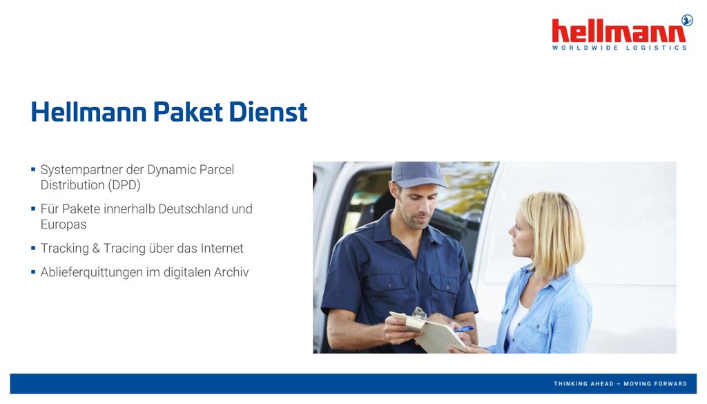 Hellmann Paket Dienst Systempartner der Dynamic Parcel Distribution (DPD) Für Pakete innerhalb Deutschland und Europas.