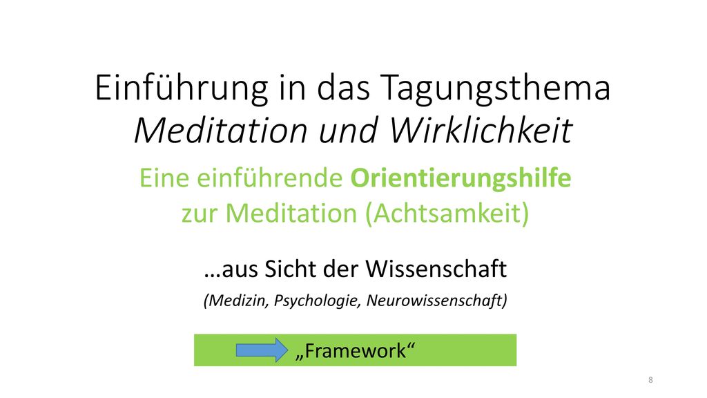 Einführung in das Tagungsthema Meditation und Wirklichkeit