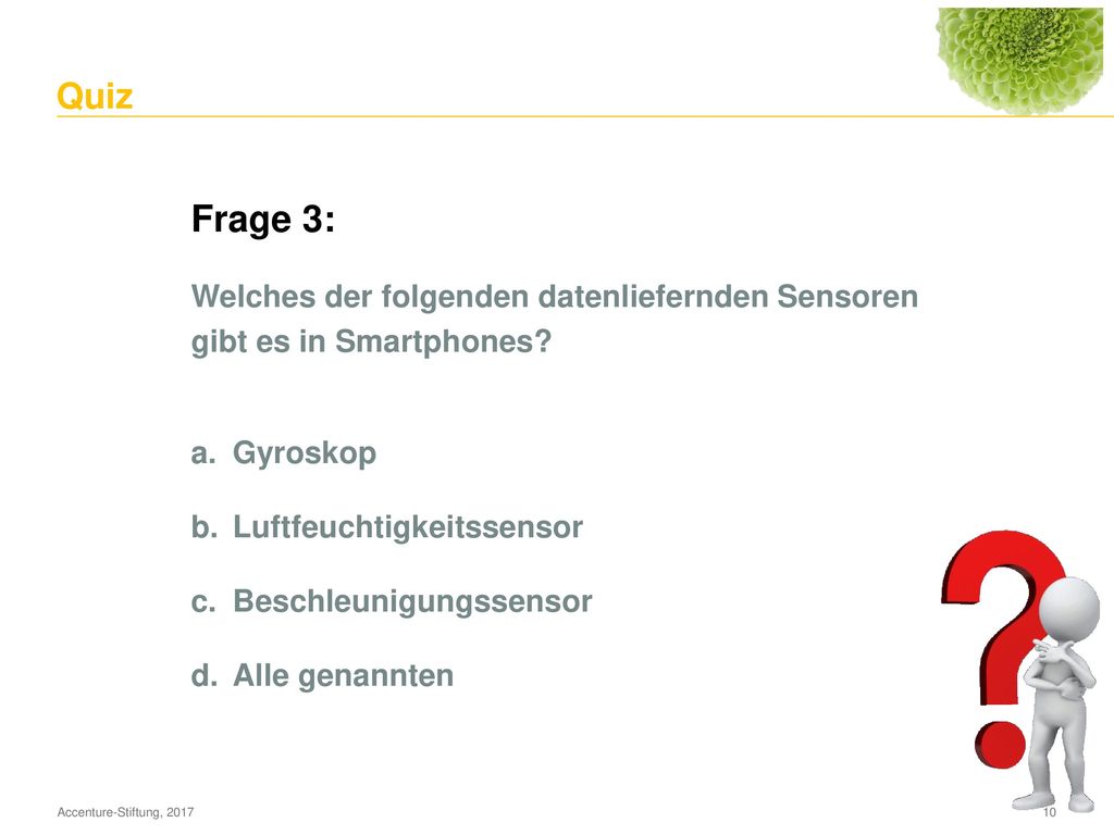 Quiz Frage 2: Welches Datenvolumen generiert ein modernes Auto (connected car) pro Stunde 25 MB.