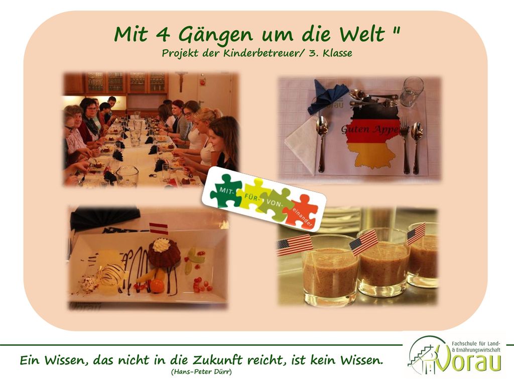 Mit 4 Gängen um die Welt Projekt der Kinderbetreuer/ 3. Klasse