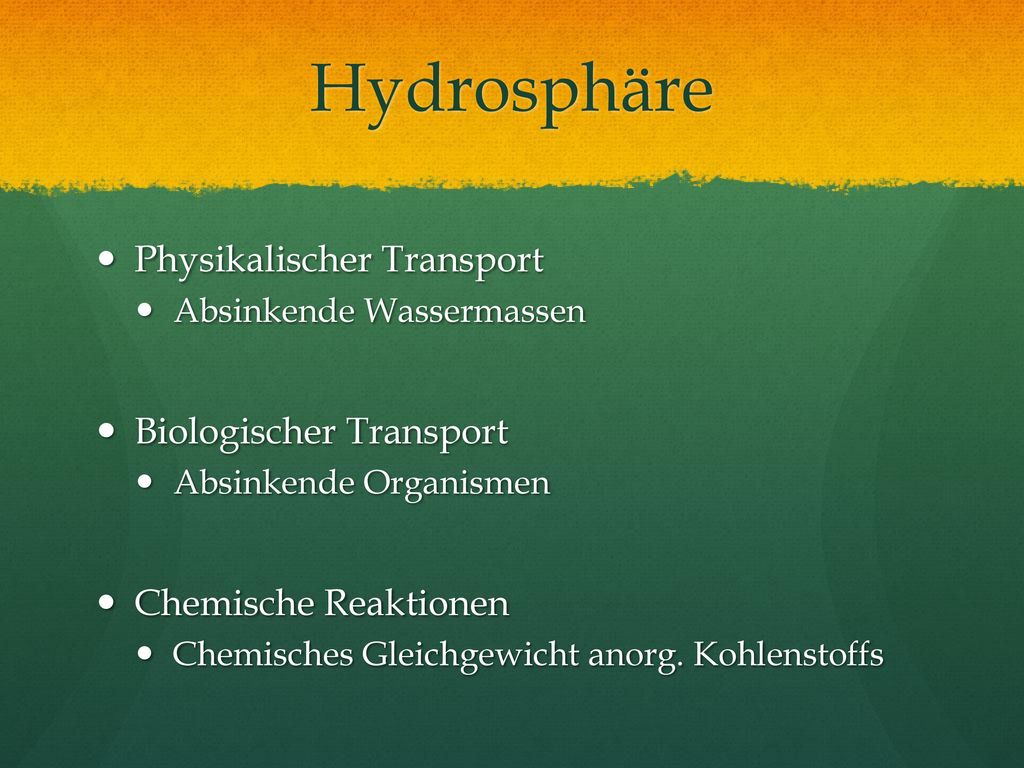 Hydrosphäre Physikalischer Transport Biologischer Transport