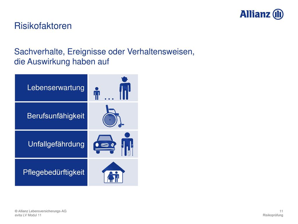 Risikofaktoren Sachverhalte, Ereignisse oder Verhaltensweisen, die Auswirkung haben auf. Lebenserwartung.