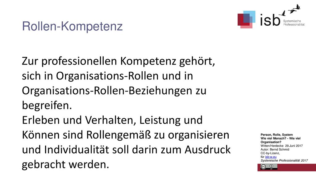 Rollen-Kompetenz Zur professionellen Kompetenz gehört, sich in Organisations-Rollen und in Organisations-Rollen-Beziehungen zu begreifen.