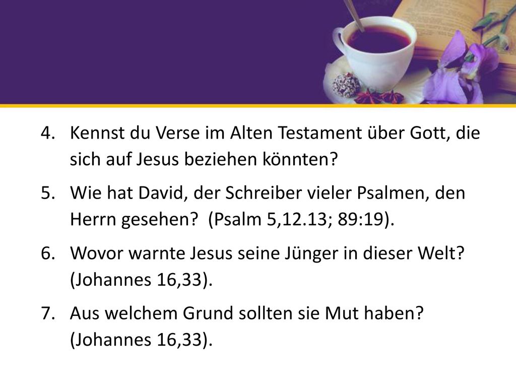 Wovor warnte Jesus seine Jünger in dieser Welt (Johannes 16,33).