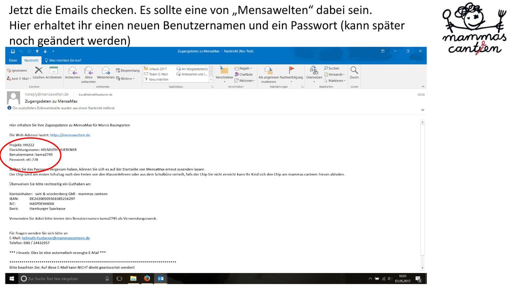 Jetzt die  s checken. Es sollte eine von „Mensawelten dabei sein.