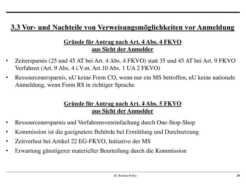 3.3 Vor- und Nachteile von Verweisungsmöglichkeiten vor Anmeldung