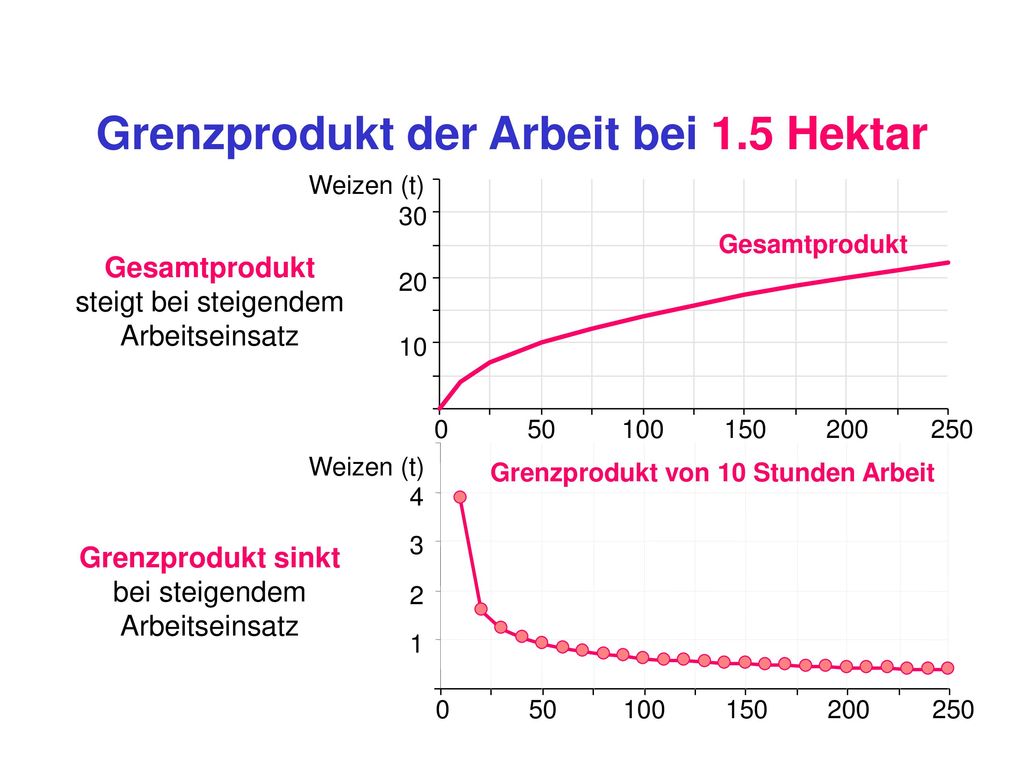 Grenzprodukt der Arbeit bei 1.5 Hektar