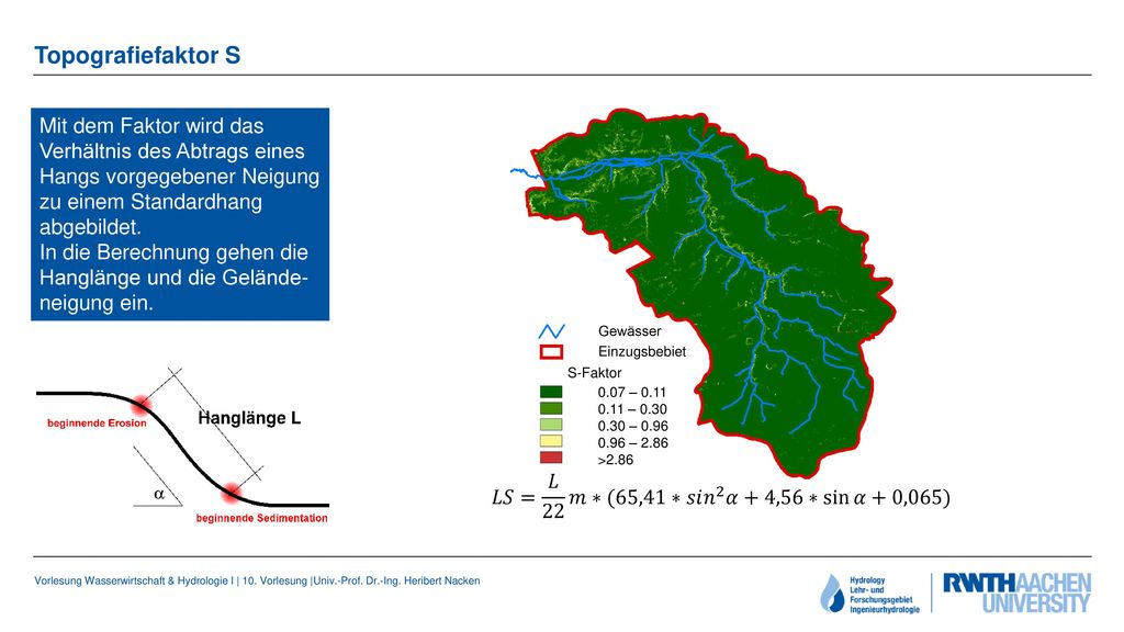 Topografiefaktor S Gewässer Einzugsbebiet. S-Faktor – – – – 2.86 >2.86.