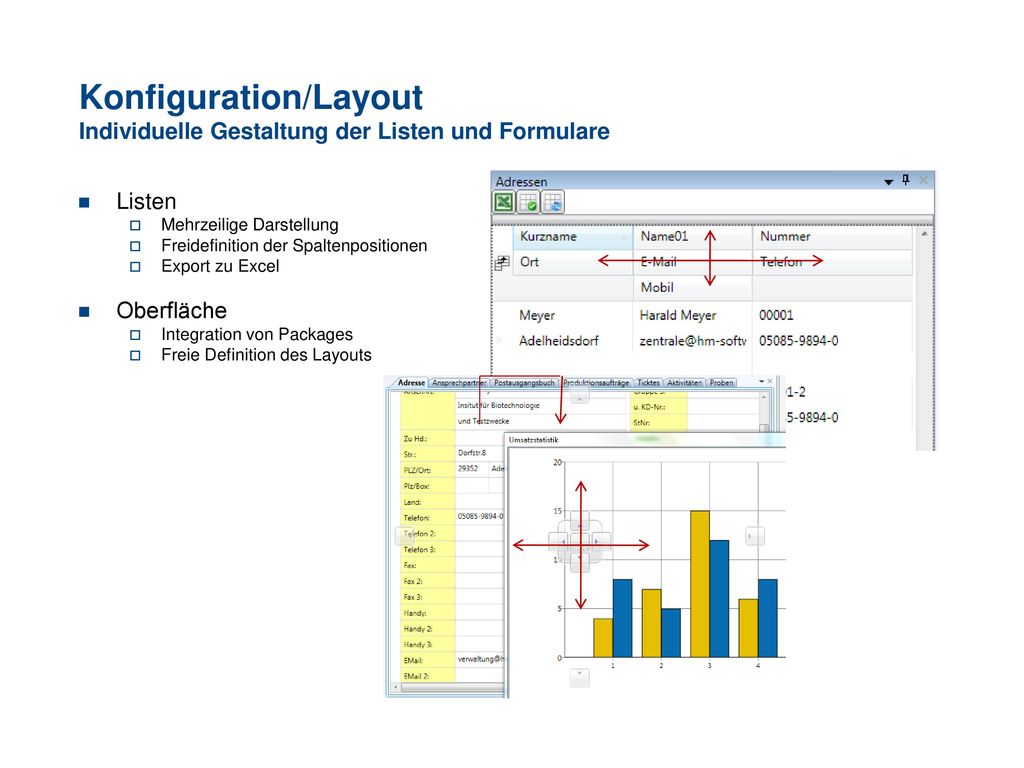 Konfiguration/Layout Individuelle Gestaltung der Listen und Formulare