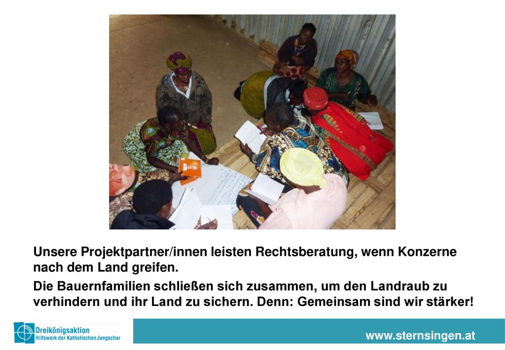 Unsere Projektpartner/innen leisten Rechtsberatung, wenn Konzerne nach dem Land greifen.