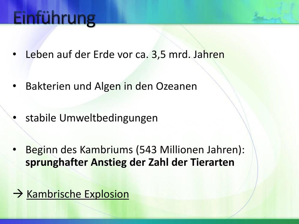 Einführung Leben auf der Erde vor ca. 3,5 mrd. Jahren