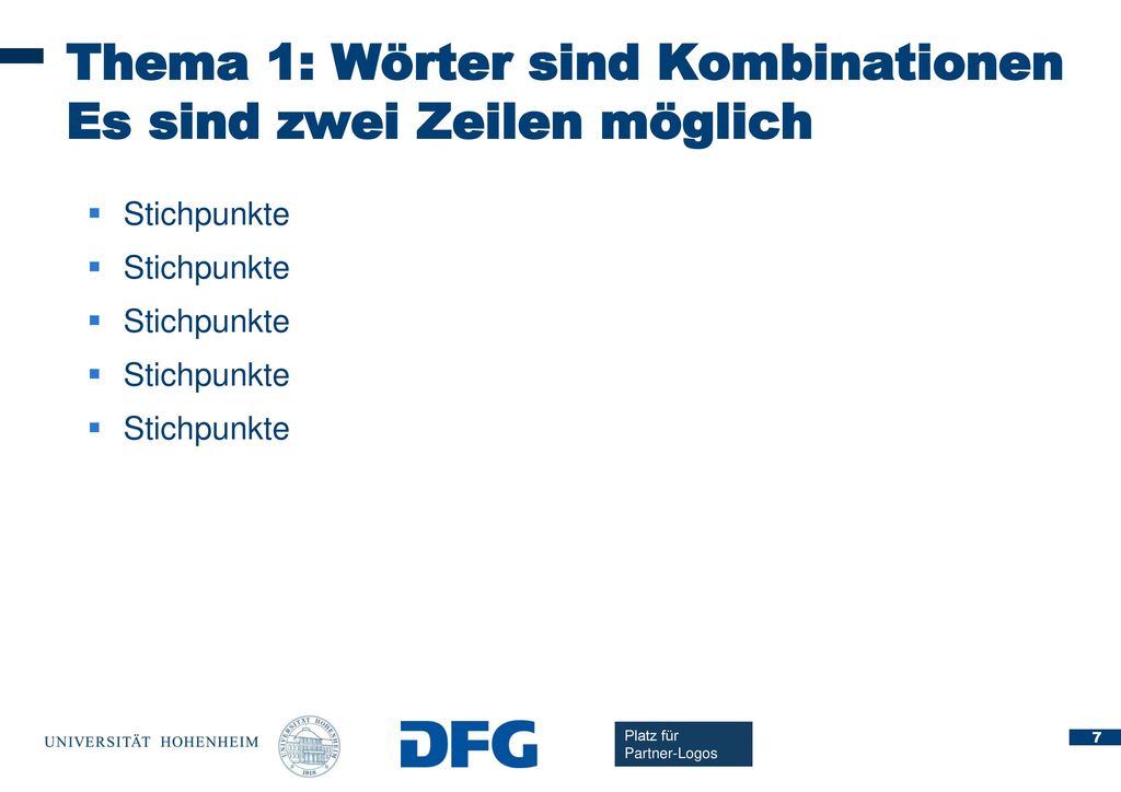 Thema 1: Wörter sind Kombinationen Es sind zwei Zeilen möglich