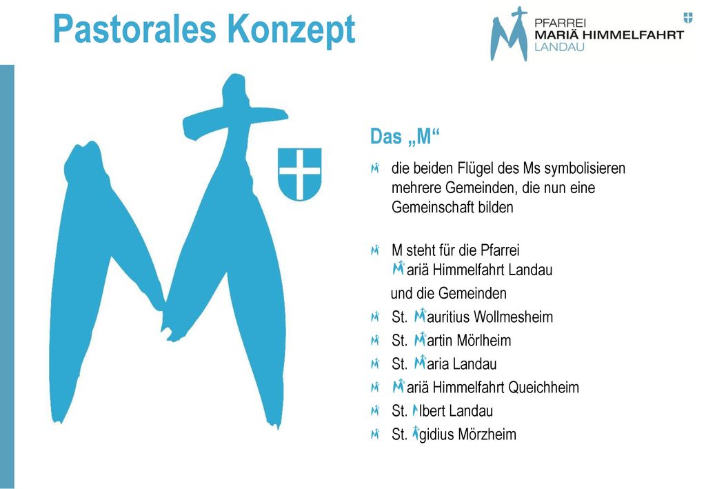 Das „M die beiden Flügel des Ms symbolisieren mehrere Gemeinden, die nun eine Gemeinschaft bilden.