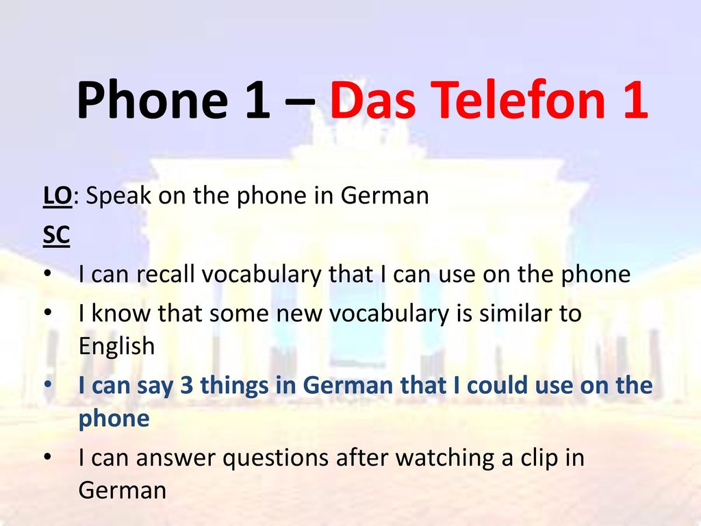 Phone 1 – Das Telefon 1 LO: Speak on the phone in German SC