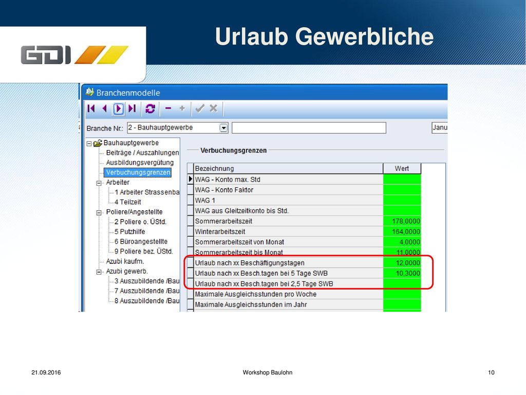 Urlaub Gewerbliche Ermitteln der erarbeiteten Urlaubstage: