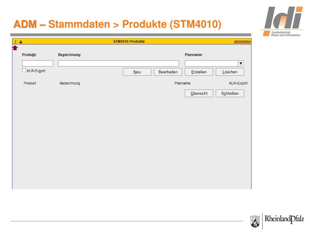 ADM – Stammdaten > Produkte (STM4010)