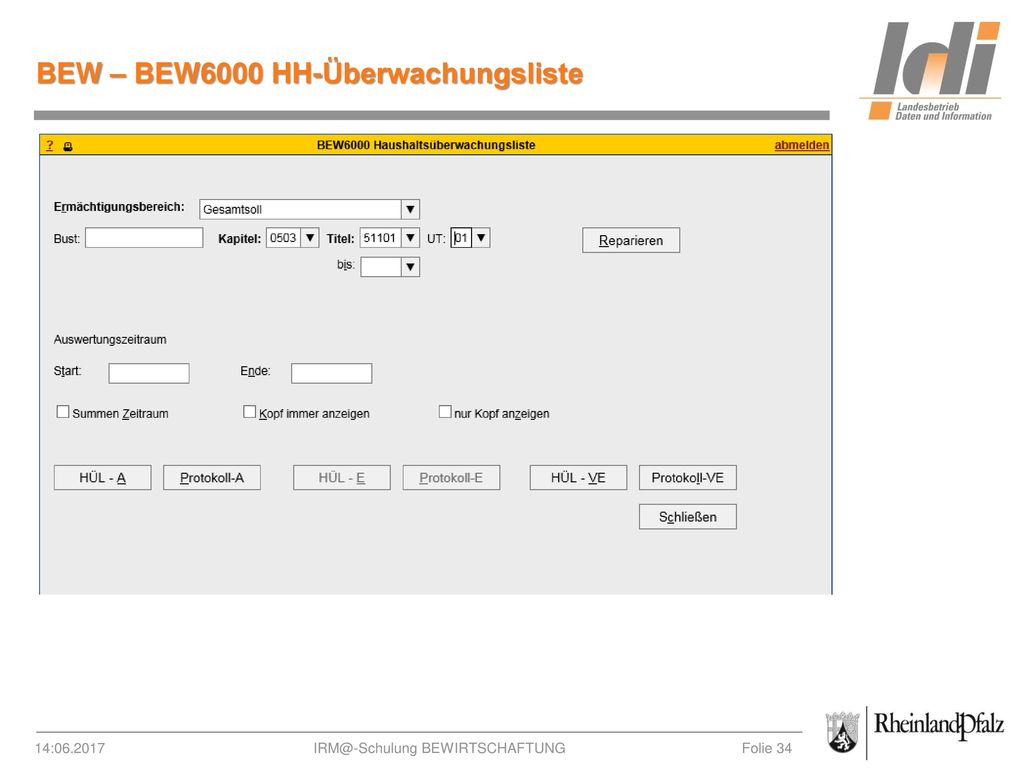 BEW – BEW6000 HH-Überwachungsliste