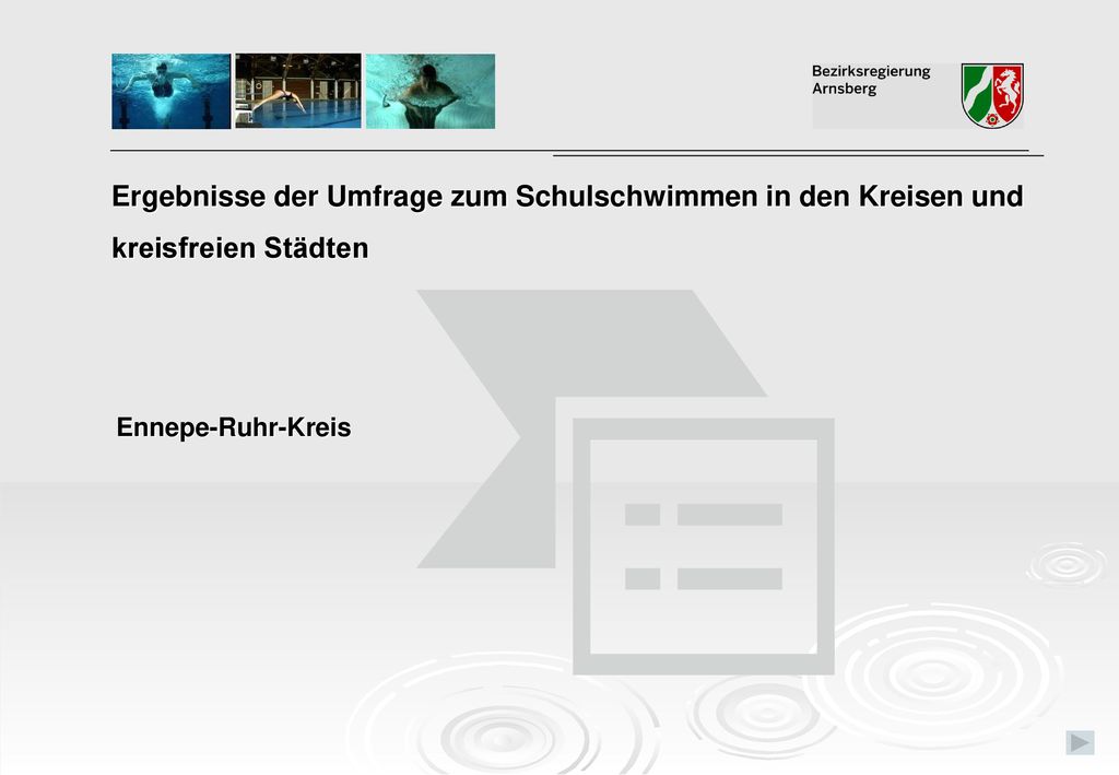 Ergebnisse der Umfrage zum Schulschwimmen in den Kreisen und kreisfreien Städten