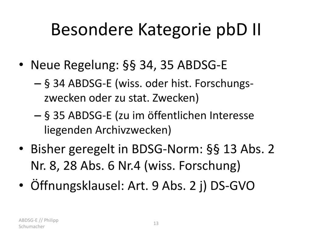 Besondere Kategorie pbD II