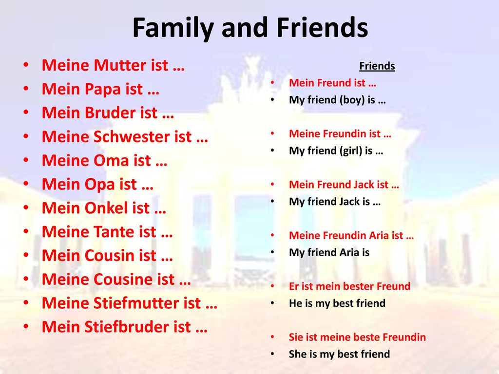 Family and Friends Meine Mutter ist … Mein Papa ist …