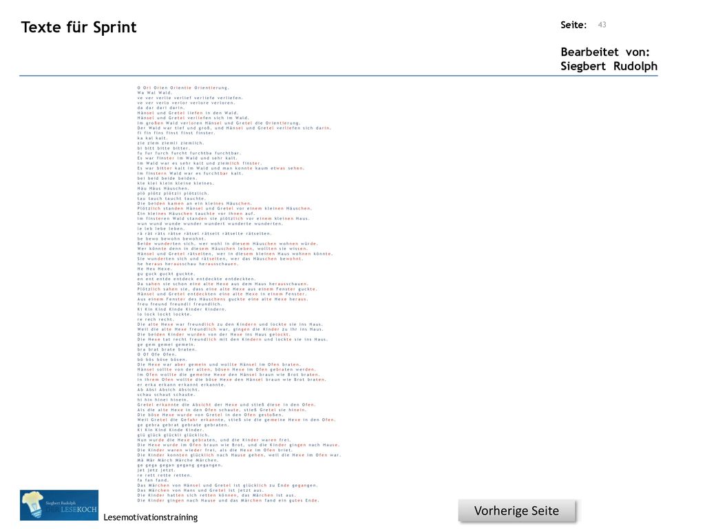 Texte für Sprint Vorherige Seite O Ori Orien Orientie Orientierung.