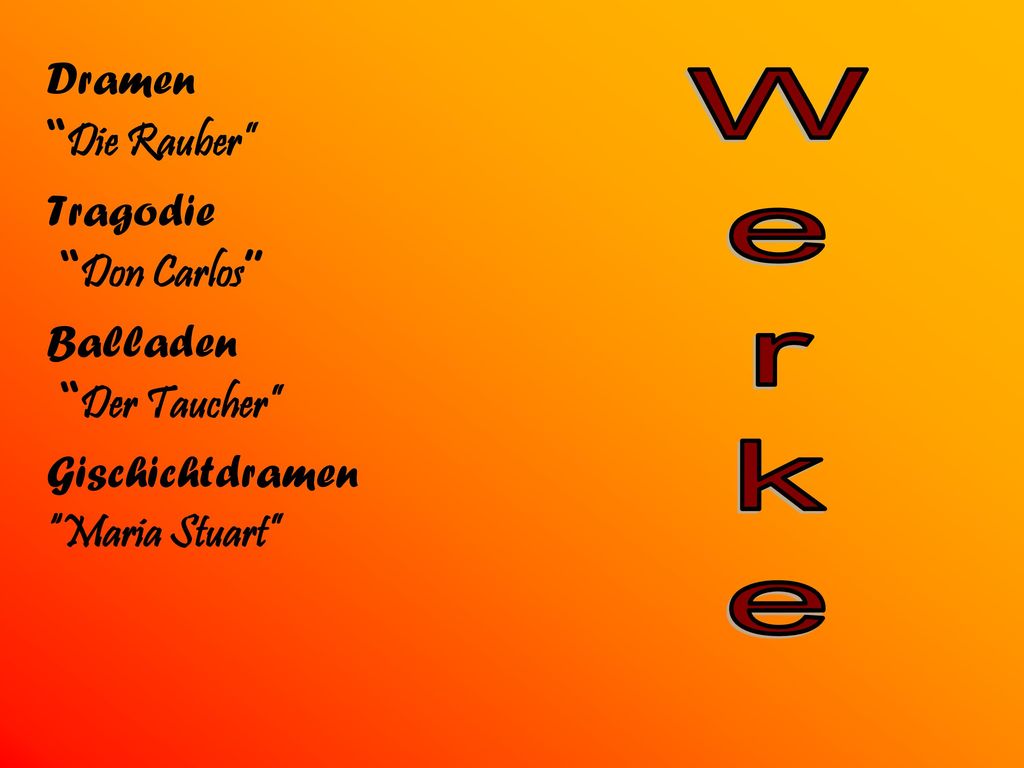 Werke Dramen Die Rauber Tragodie Don Carlos Balladen Der Taucher