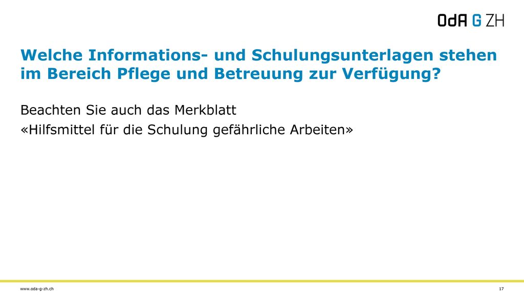 Welche Informations- und Schulungsunterlagen stehen im Bereich Pflege und Betreuung zur Verfügung