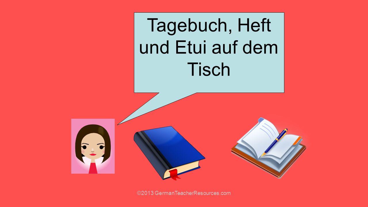 Tagebuch, Heft und Etui auf dem Tisch
