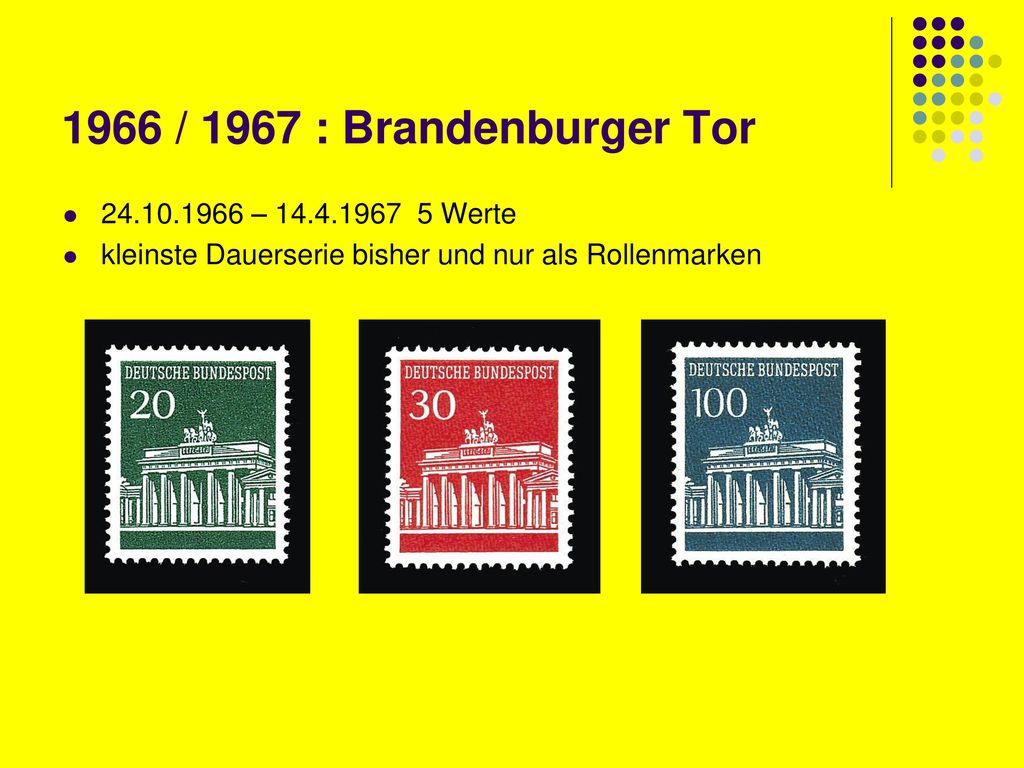 1966 / 1967 : Brandenburger Tor – Werte