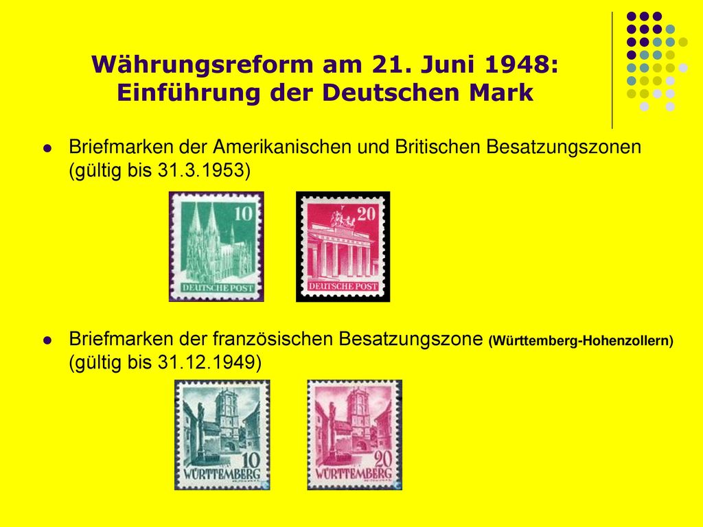Währungsreform am 21. Juni 1948: Einführung der Deutschen Mark