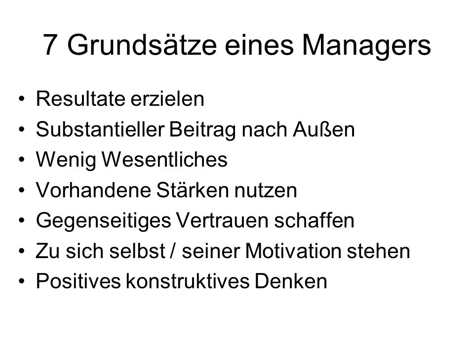 7 Grundsätze eines Managers