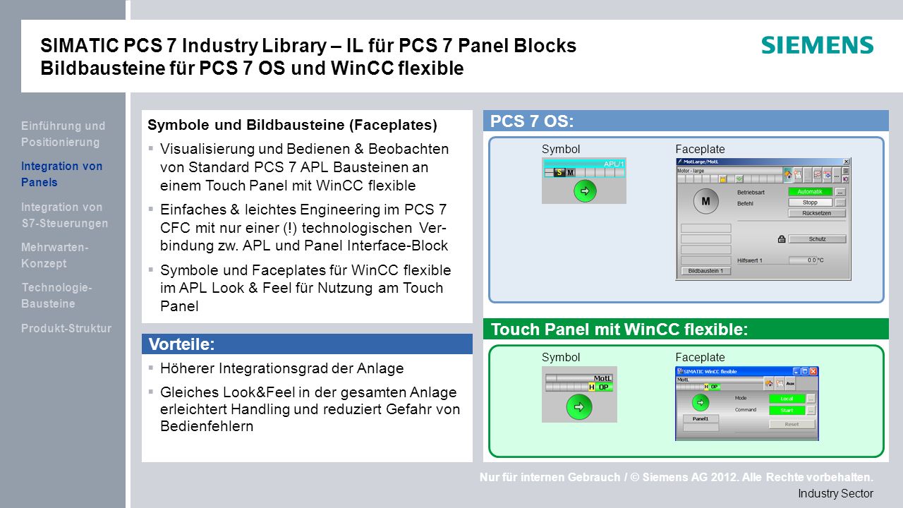 SIMATIC PCS 7 Industry Library – IL für PCS 7 Panel Blocks Bildbausteine für PCS 7 OS und WinCC flexible