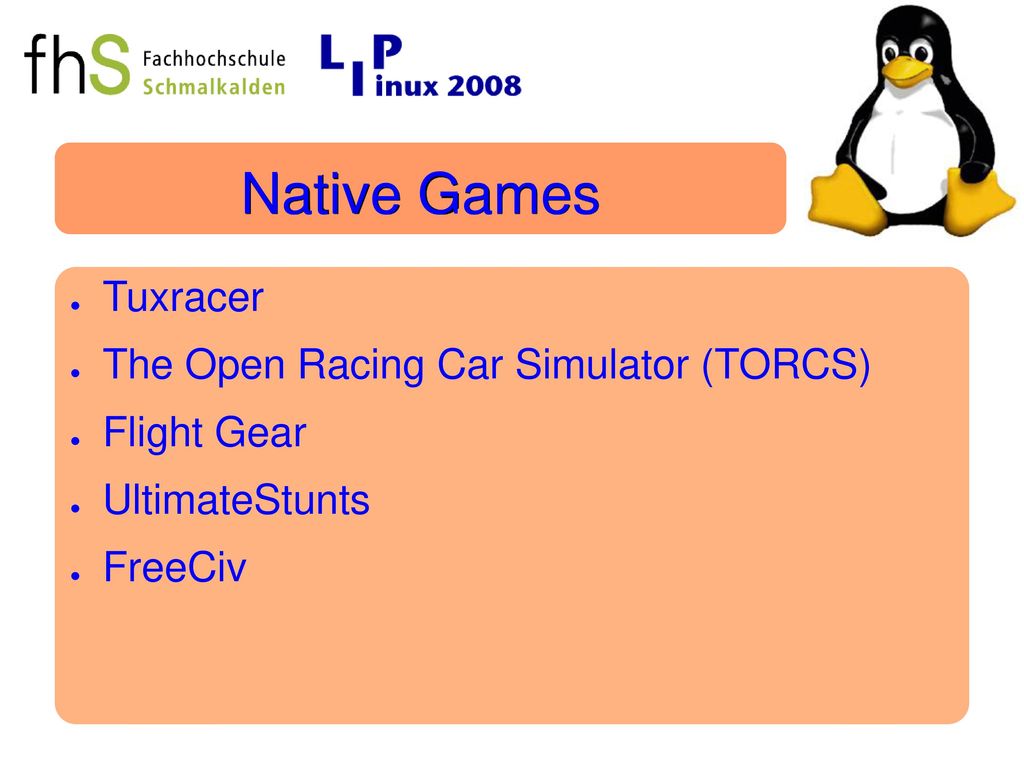 Native Games Tuxracer The Open Racing Car Simulator (TORCS)