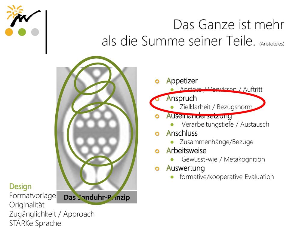 Das Ganze ist mehr als die Summe seiner Teile. (Aristoteles)