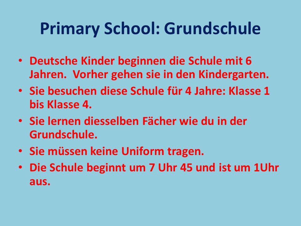 Primary School: Grundschule