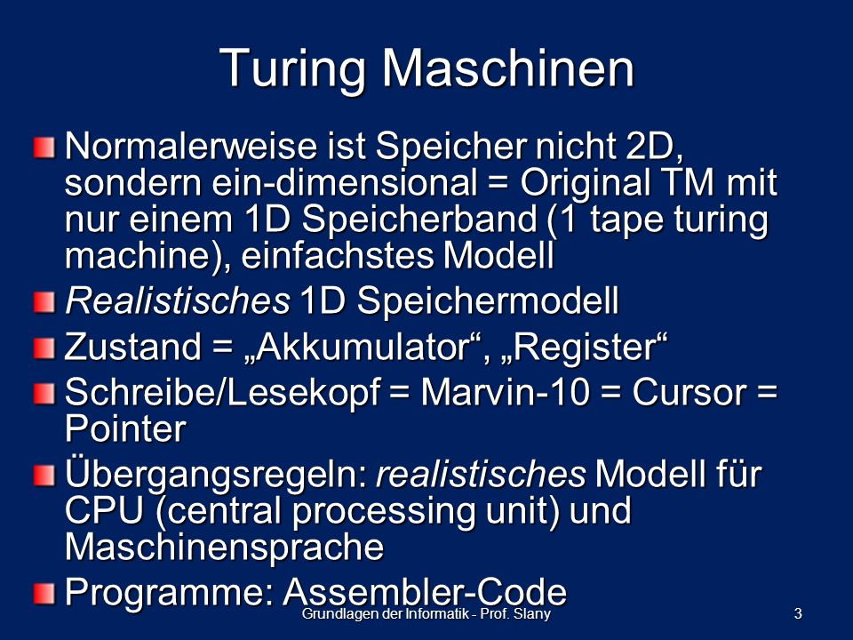 Grundlagen der Informatik - Prof. Slany