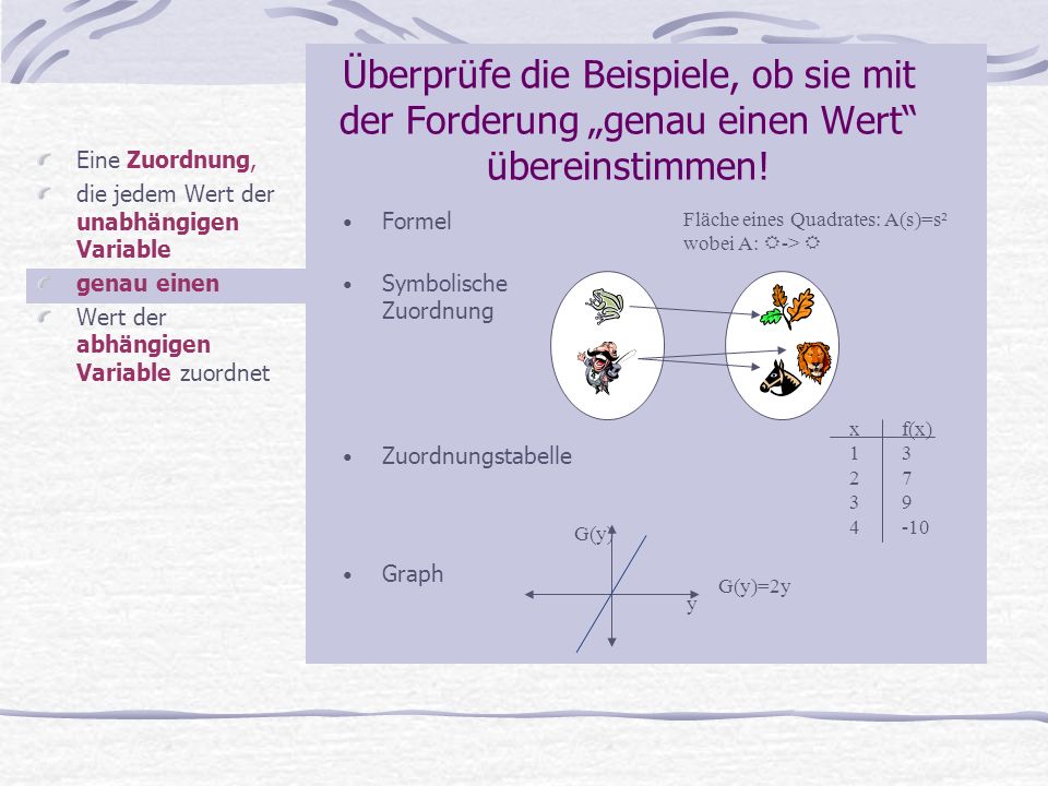 Überprüfe die Beispiele, ob sie mit der Forderung „genau einen Wert übereinstimmen!
