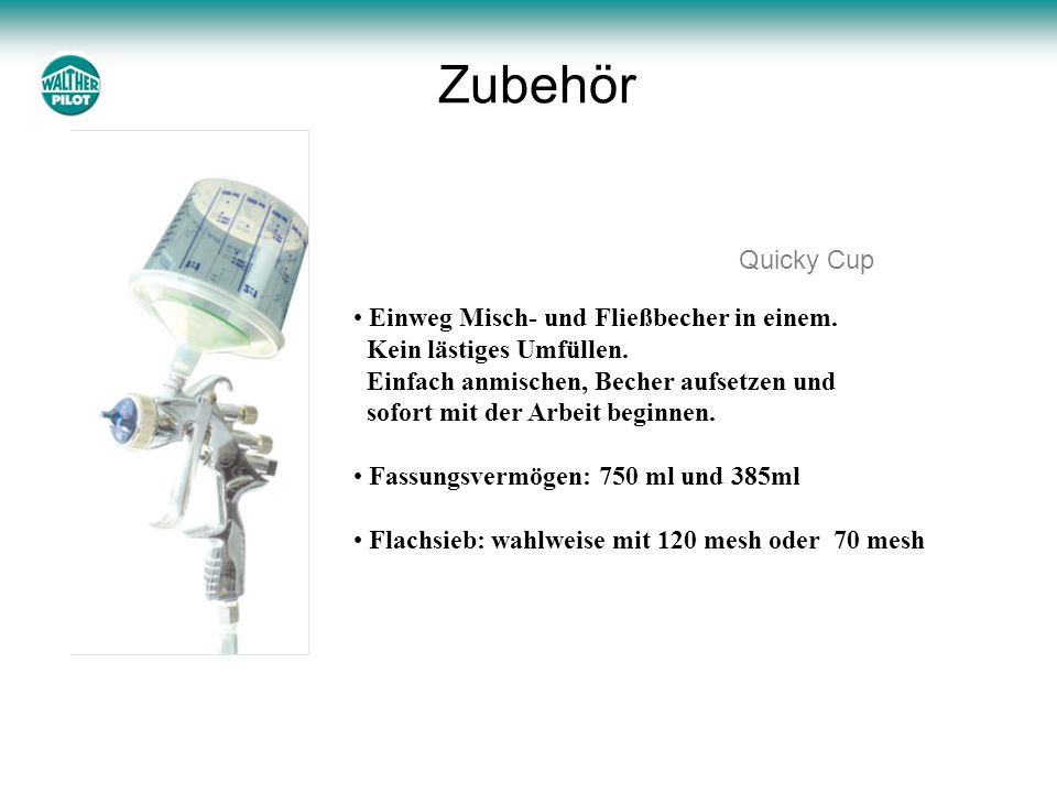 Zubehör Quicky Cup. Einweg Misch- und Fließbecher in einem. Kein lästiges Umfüllen. Einfach anmischen, Becher aufsetzen und.