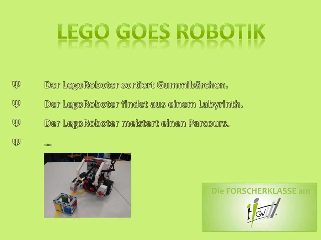Lego goes Robotik Ψ Der LegoRoboter sortiert Gummibärchen.