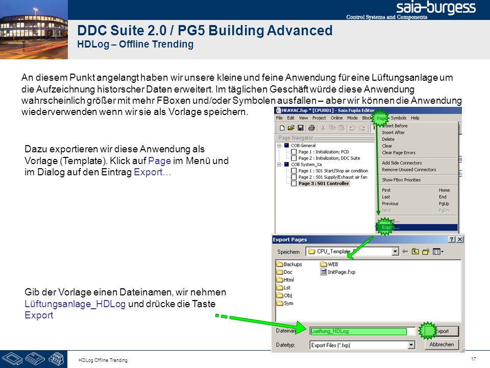 DDC Suite 2.0 / PG5 Building Advanced HDLog – Offline Trending