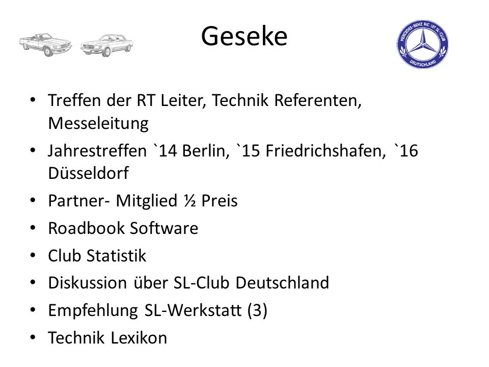 Geseke Treffen der RT Leiter, Technik Referenten, Messeleitung