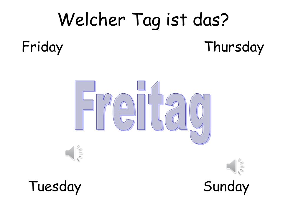 Welcher Tag ist das Friday Thursday Freitag Tuesday Sunday