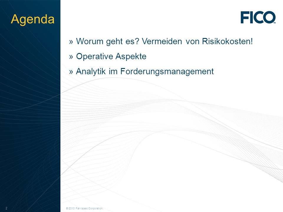 Agenda Worum geht es Vermeiden von Risikokosten! Operative Aspekte