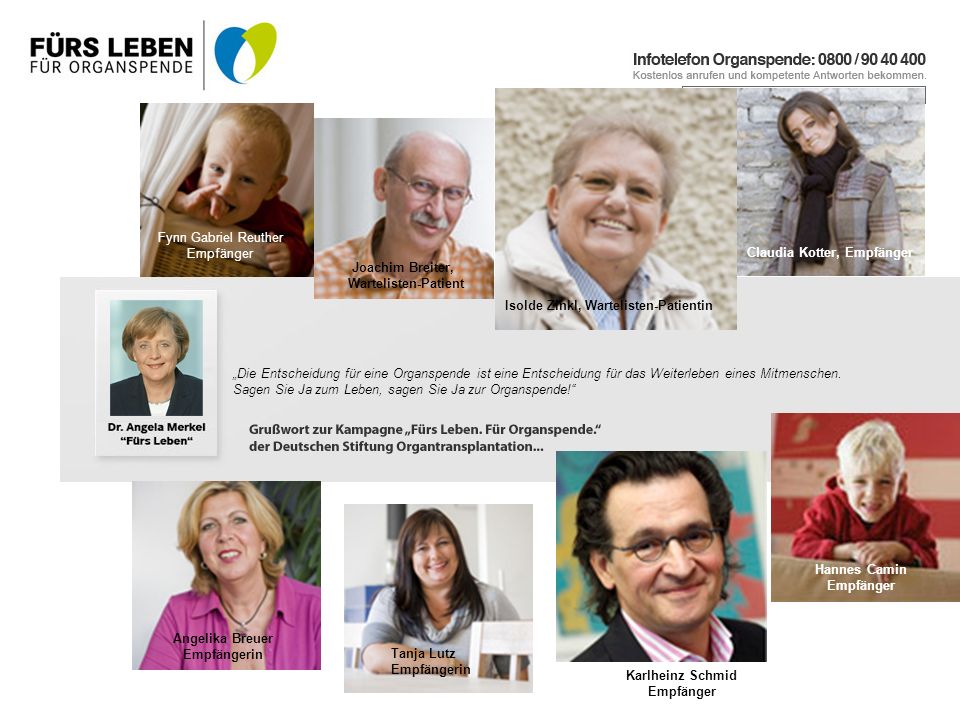 Fynn Gabriel Reuther Empfänger. Claudia Kotter, Empfänger. Joachim Breiter, Wartelisten-Patient.