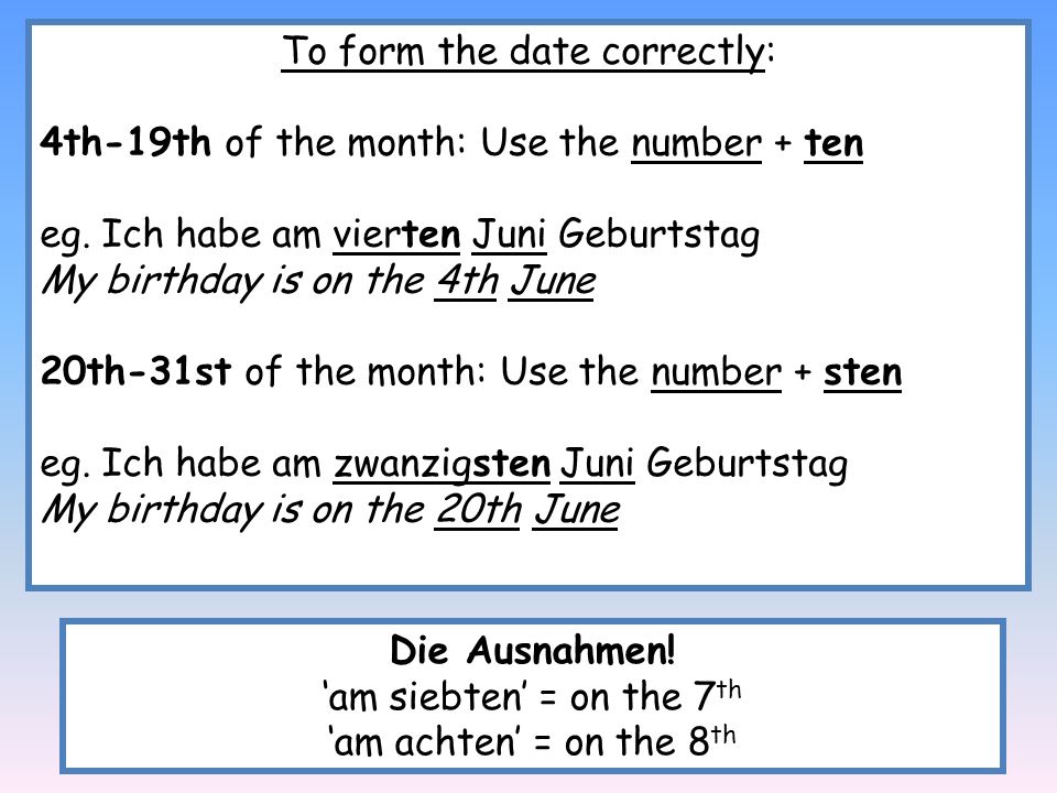 To form the date correctly: