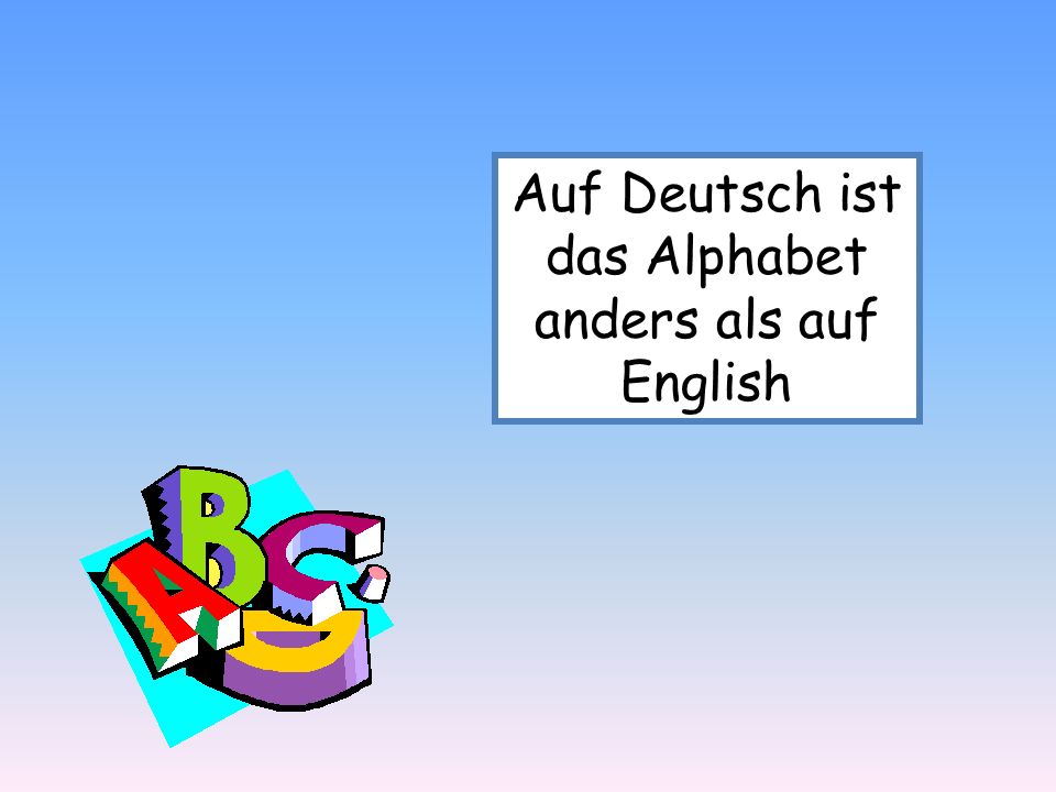 Auf Deutsch ist das Alphabet anders als auf English