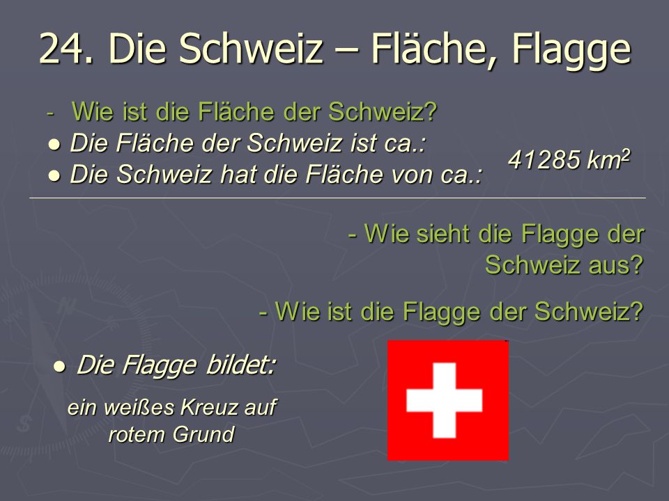 24. Die Schweiz – Fläche, Flagge